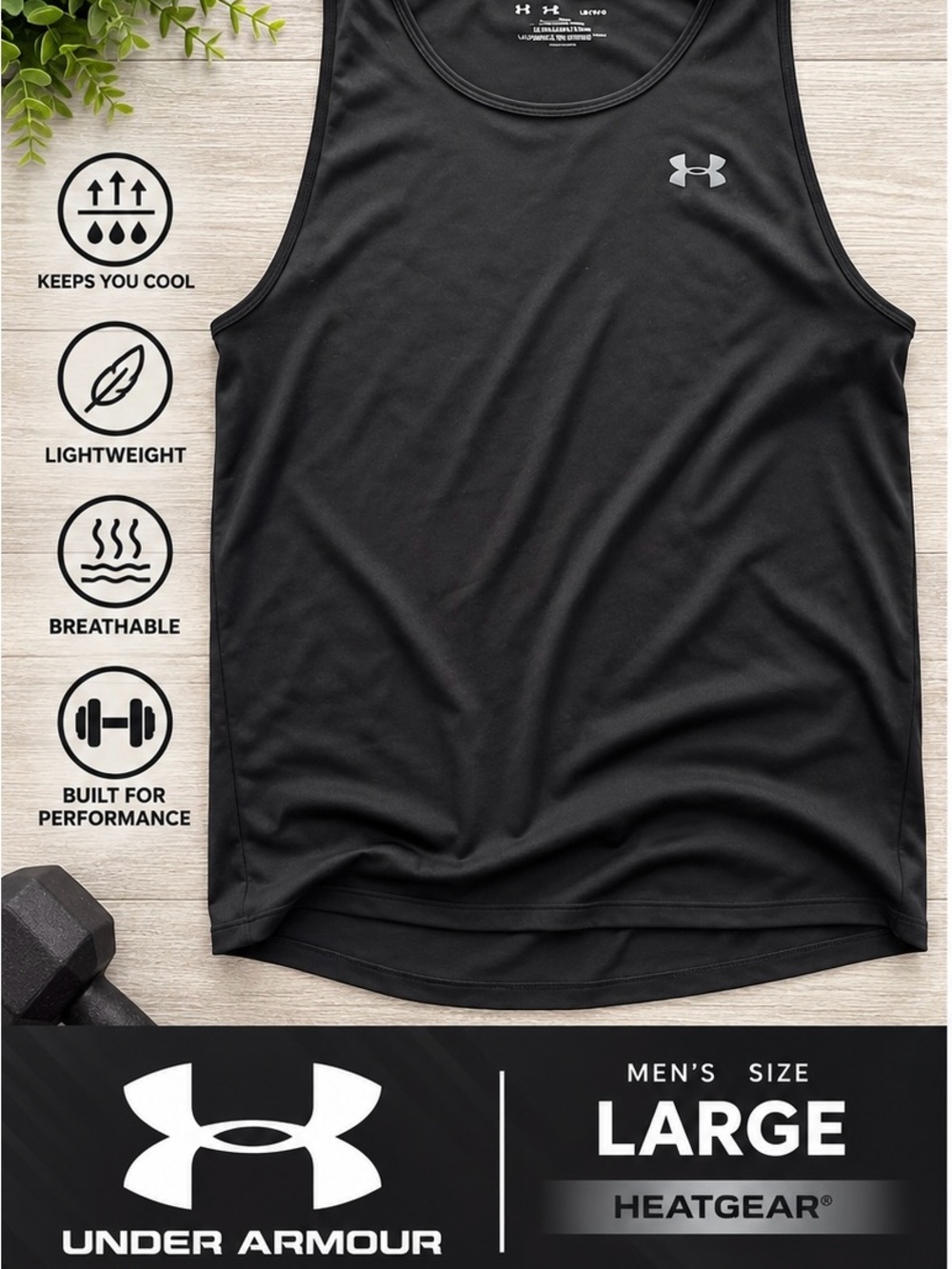 Under Armour Men’s Black HeatGear Tank Top